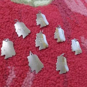 8 Vintage Signed Apostle Head Charms w/ Bible Verses Engraved